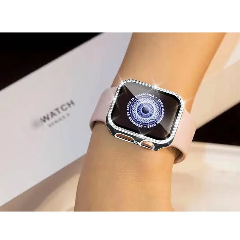 Unglaublich Modisch Apple Watch 40mm Hülle mit Displayschutz in Plastik, Strass und Gehärtetes Glas