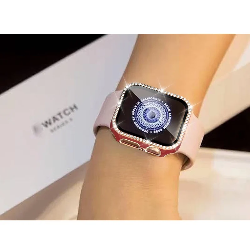 Unglaublich Modisch Apple Watch 40mm Hülle mit Displayschutz in Plastik, Strass und Gehärtetes Glas
