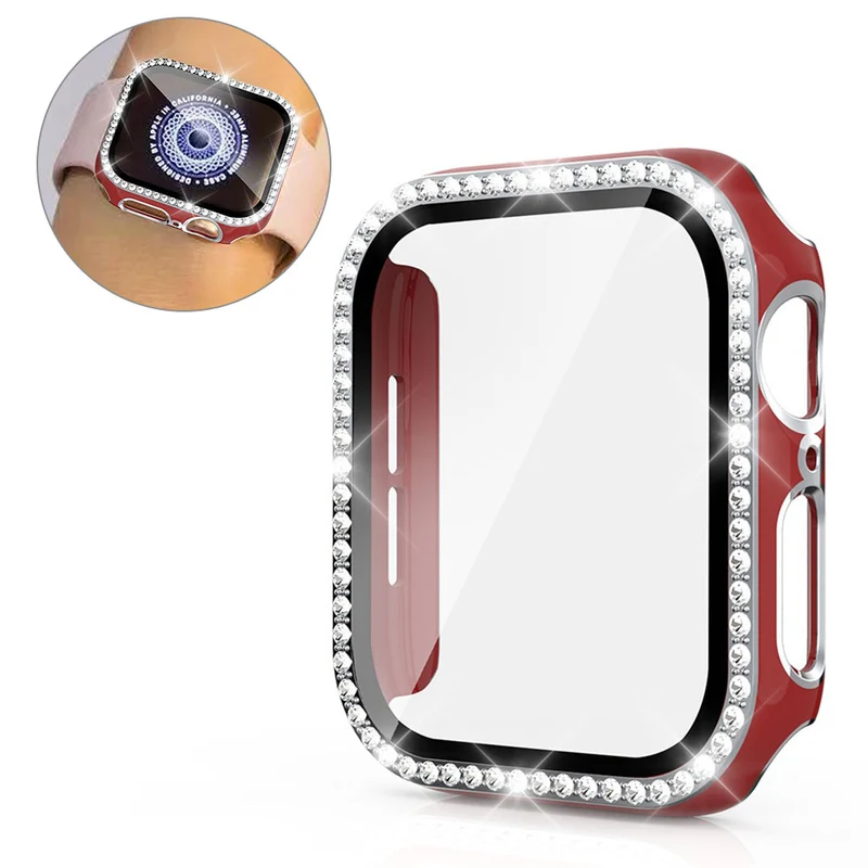 Unglaublich Modisch Apple Watch 40mm Hülle mit Displayschutz in Plastik, Strass und Gehärtetes Glas