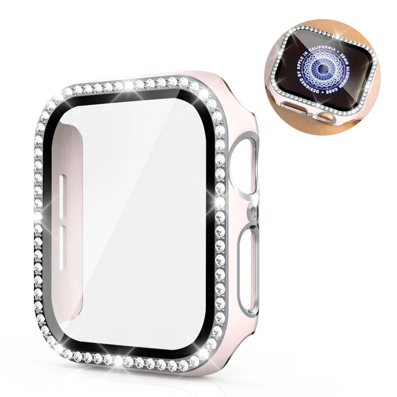 Absolut Gut Apple Watch 44mm Hülle mit Displayschutz in Plastik, Strass und Gehärtetes Glas