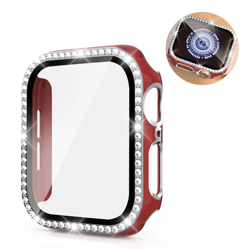 Absolut Gut Apple Watch 44mm Hülle mit Displayschutz in Plastik, Strass und Gehärtetes Glas