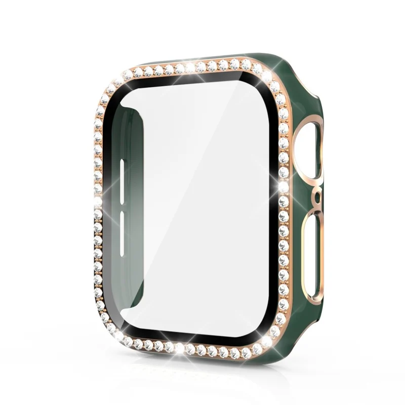 Absolut Gut Apple Watch 44mm Hülle mit Displayschutz in Plastik, Strass und Gehärtetes Glas