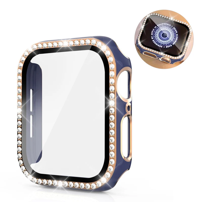 Absolut Gut Apple Watch 44mm Hülle mit Displayschutz in Plastik, Strass und Gehärtetes Glas