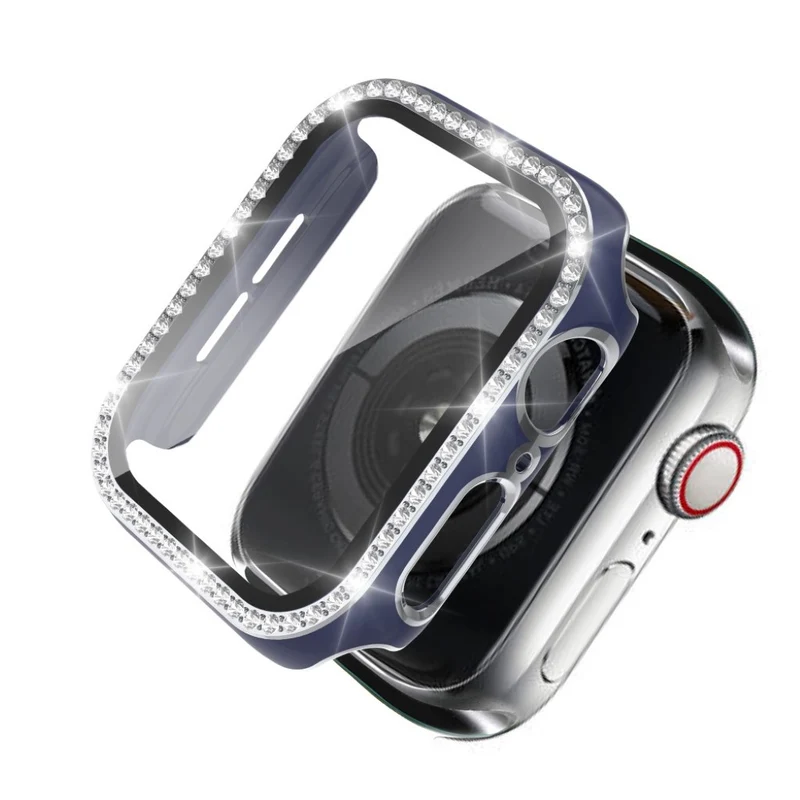 Absolut Gut Apple Watch 44mm Hülle mit Displayschutz in Plastik, Strass und Gehärtetes Glas