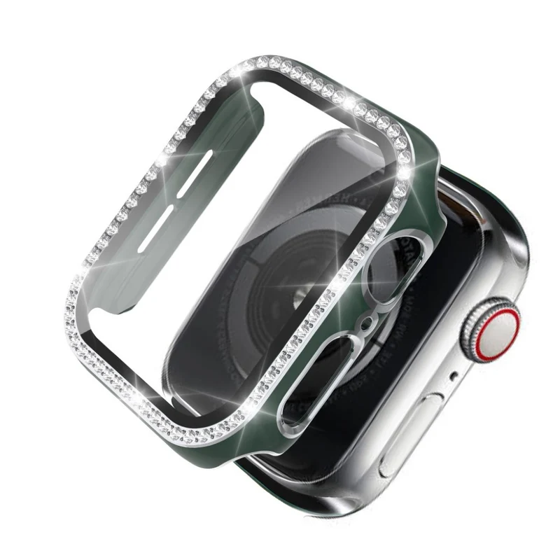Absolut Gut Apple Watch 44mm Hülle mit Displayschutz in Plastik, Strass und Gehärtetes Glas