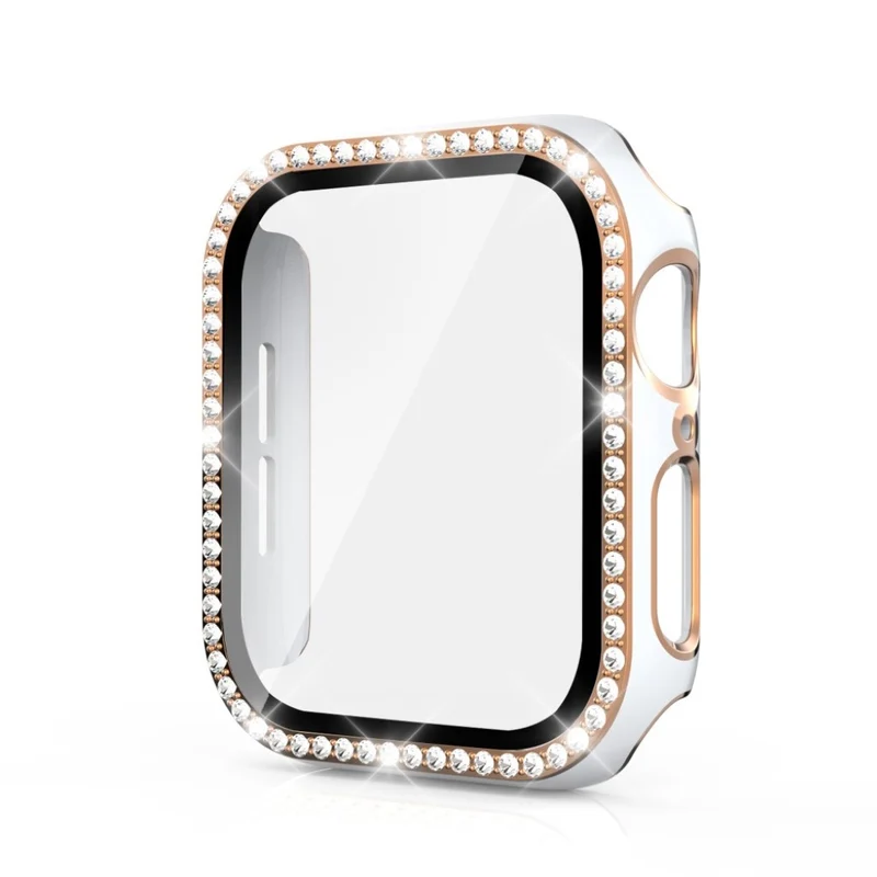 Absolut Gut Apple Watch 44mm Hülle mit Displayschutz in Plastik, Strass und Gehärtetes Glas