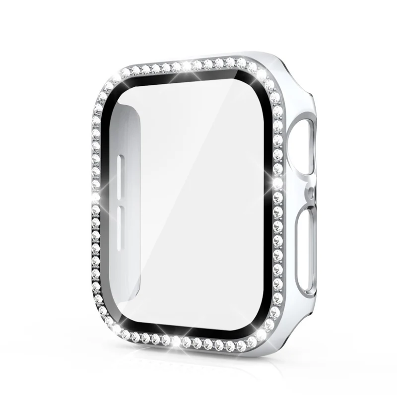 Absolut Gut Apple Watch 44mm Hülle mit Displayschutz in Plastik, Strass und Gehärtetes Glas