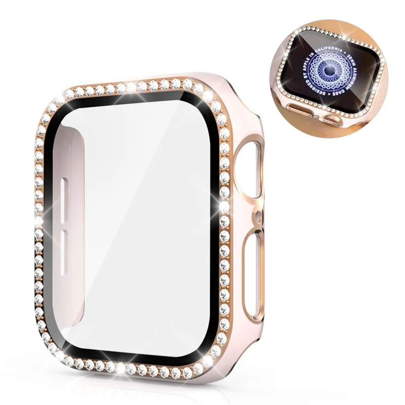 Absolut Gut Apple Watch 44mm Hülle mit Displayschutz in Plastik, Strass und Gehärtetes Glas