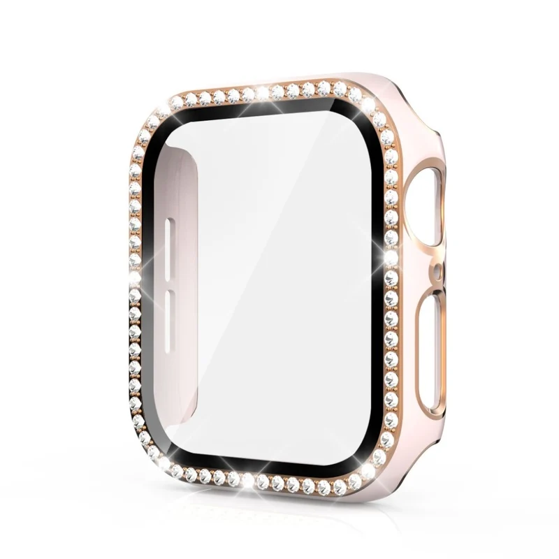 Absolut Gut Apple Watch 44mm Hülle mit Displayschutz in Plastik, Strass und Gehärtetes Glas