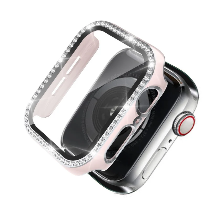 Absolut Gut Apple Watch 44mm Hülle mit Displayschutz in Plastik, Strass und Gehärtetes Glas