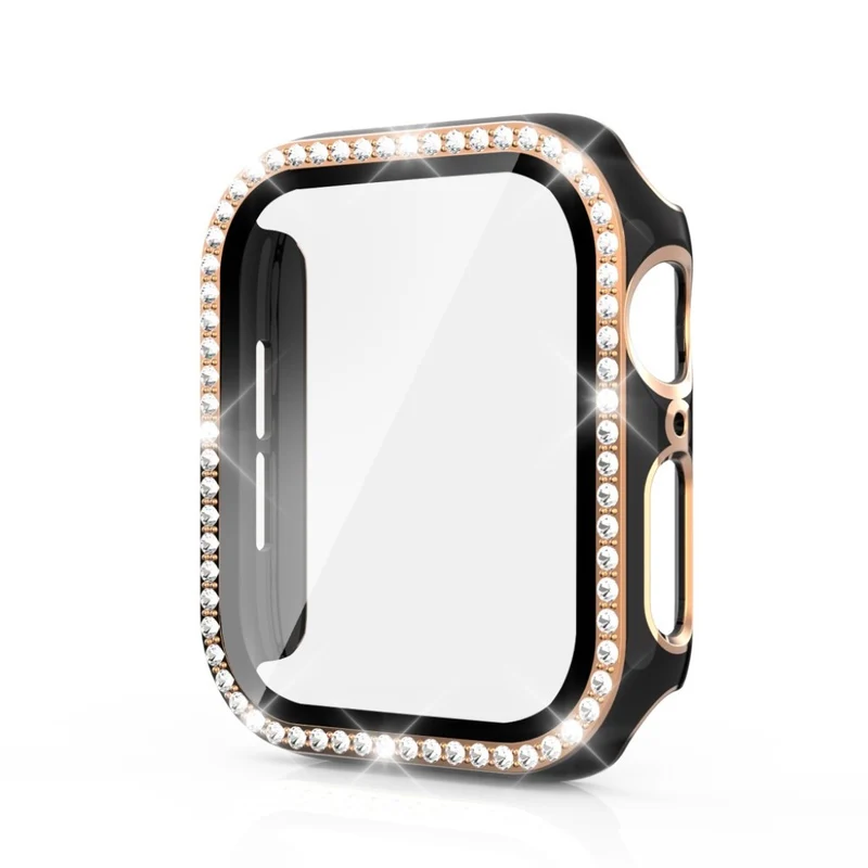 Absolut Gut Apple Watch 44mm Hülle mit Displayschutz in Plastik, Strass und Gehärtetes Glas