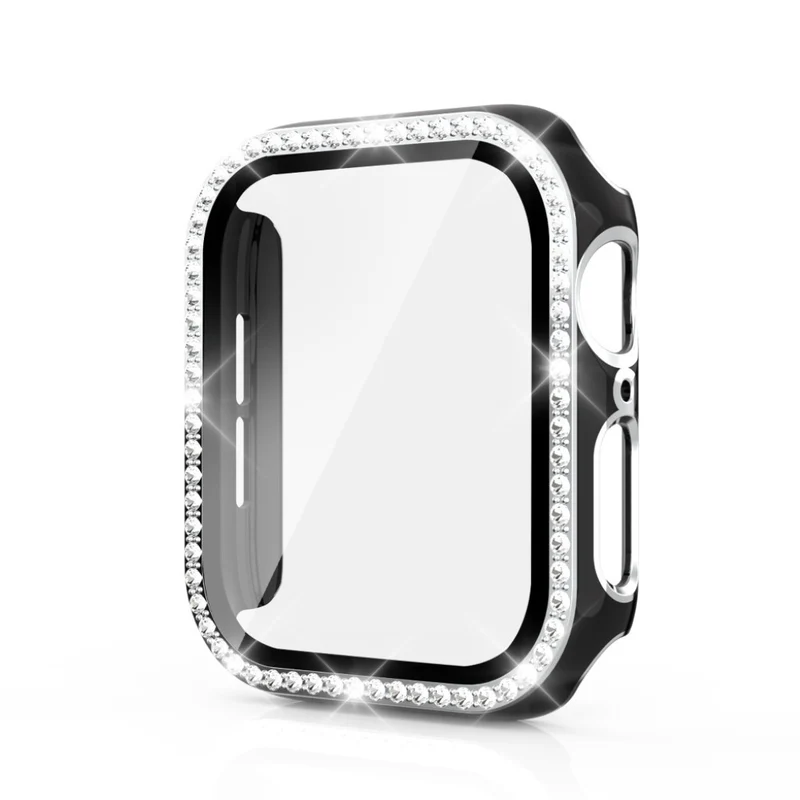 Absolut Gut Apple Watch 44mm Hülle mit Displayschutz in Plastik, Strass und Gehärtetes Glas