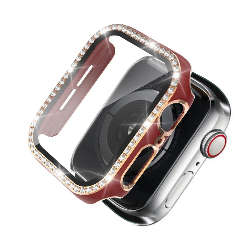 Absolut Gut Apple Watch 44mm Hülle mit Displayschutz in Plastik, Strass und Gehärtetes Glas
