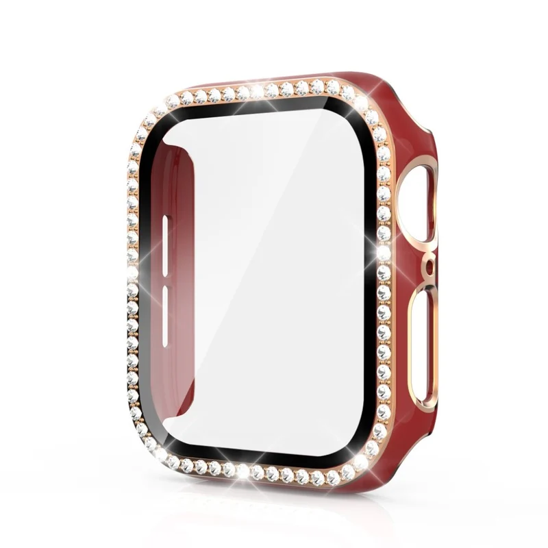 Absolut Gut Apple Watch 44mm Hülle mit Displayschutz in Plastik, Strass und Gehärtetes Glas