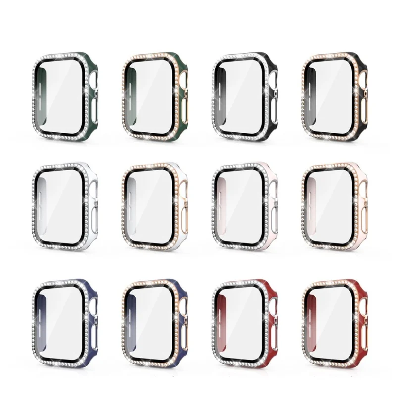 Absolut Gut Apple Watch 44mm Hülle mit Displayschutz in Plastik, Strass und Gehärtetes Glas