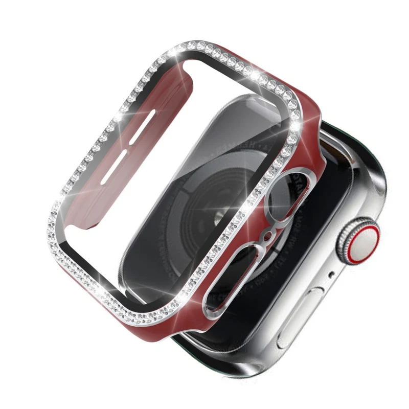 Absolut Gut Apple Watch 44mm Hülle mit Displayschutz in Plastik, Strass und Gehärtetes Glas