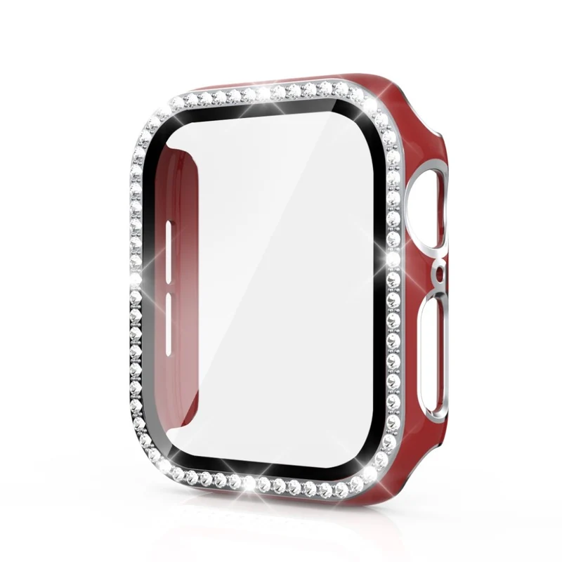 Absolut Gut Apple Watch 44mm Hülle mit Displayschutz in Plastik, Strass und Gehärtetes Glas