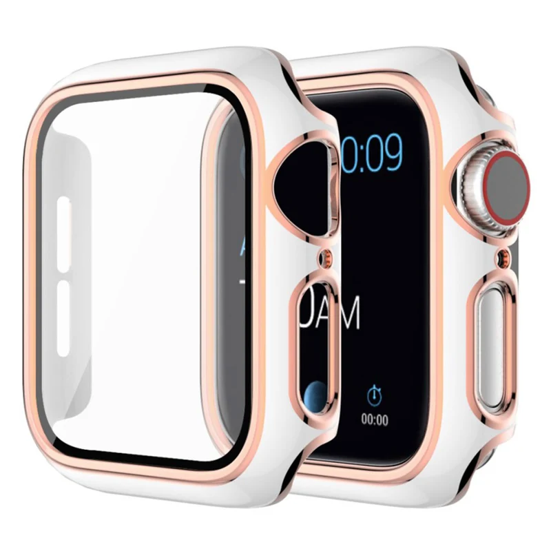Mega Modisch Apple Watch Series 6 40mm / Apple Watch Series 5 40mm Universell Hülle mit Displayschutz in Silikon / TPU und Gehärtetes Glas