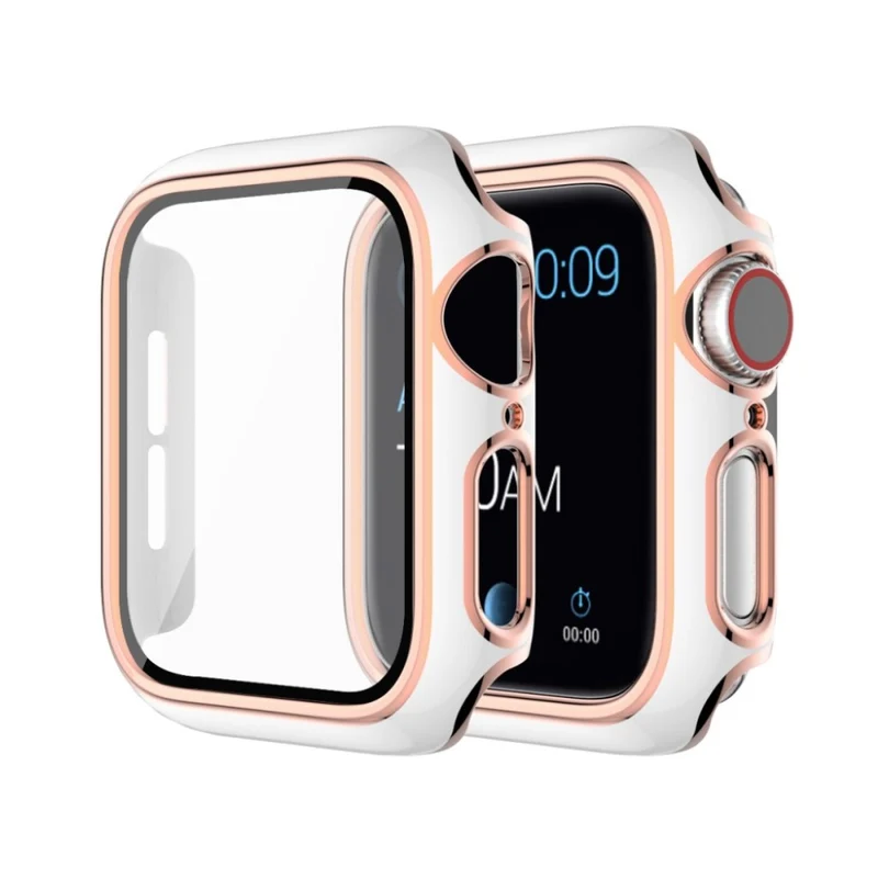 Mega Modisch Apple Watch Series 6 40mm / Apple Watch Series 5 40mm Universell Hülle mit Displayschutz in Silikon / TPU und Gehärtetes Glas