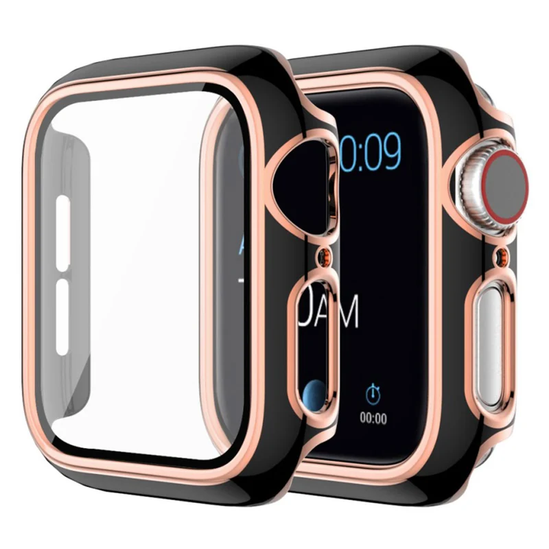 Mega Modisch Apple Watch Series 6 40mm / Apple Watch Series 5 40mm Universell Hülle mit Displayschutz in Silikon / TPU und Gehärtetes Glas