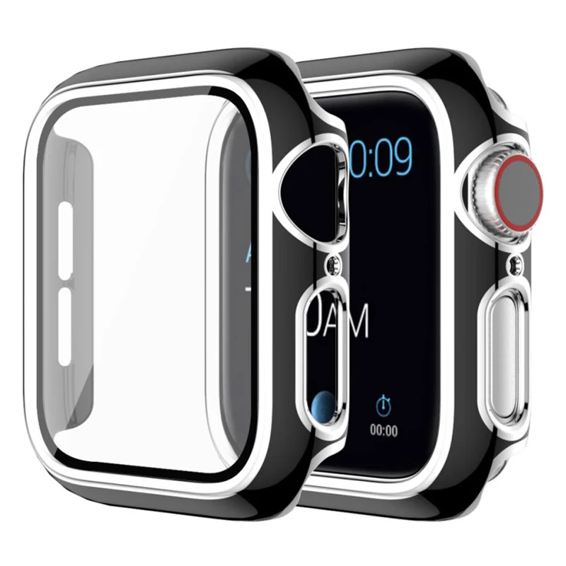 Mega Modisch Apple Watch Series 6 40mm / Apple Watch Series 5 40mm Universell Hülle mit Displayschutz in Silikon / TPU und Gehärtetes Glas