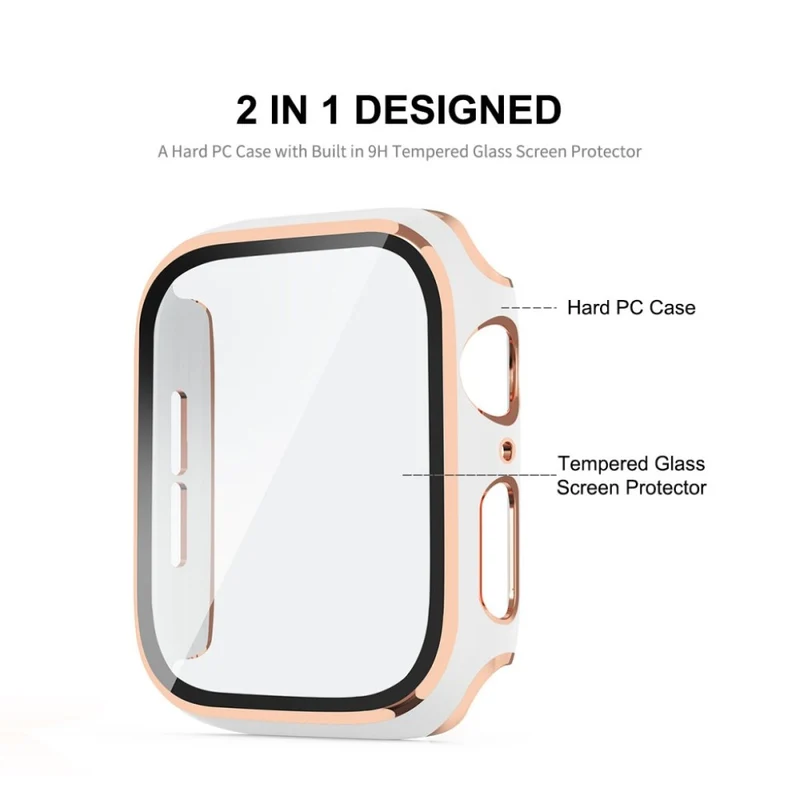 Mega Modisch Apple Watch Series 6 40mm / Apple Watch Series 5 40mm Universell Hülle mit Displayschutz in Silikon / TPU und Gehärtetes Glas