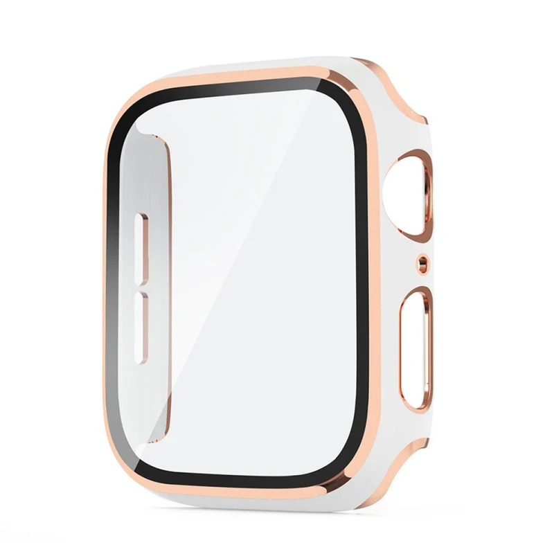 Mega Stylisch Apple Watch Series 6 44mm / Apple Watch Series 5 44mm Universell Hülle mit Displayschutz in Silikon / TPU und Gehärtetes Glas