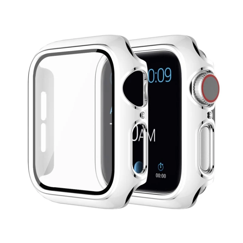 Mega Stylisch Apple Watch Series 6 44mm / Apple Watch Series 5 44mm Universell Hülle mit Displayschutz in Silikon / TPU und Gehärtetes Glas