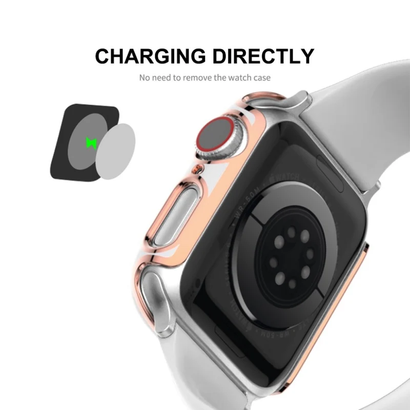 Mega Stylisch Apple Watch Series 6 44mm / Apple Watch Series 5 44mm Universell Hülle mit Displayschutz in Silikon / TPU und Gehärtetes Glas