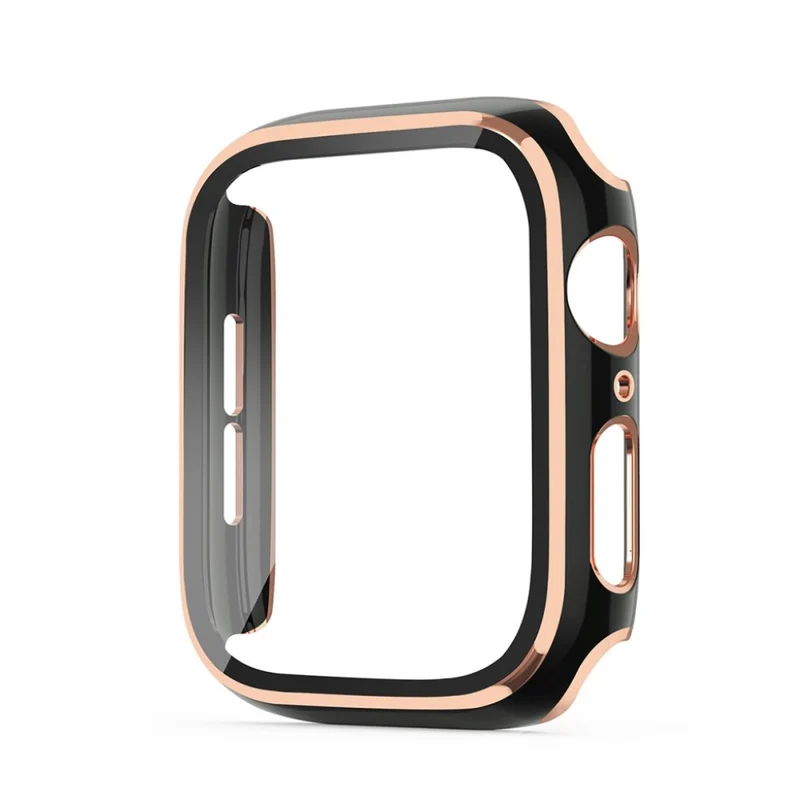 Mega Stylisch Apple Watch Series 6 44mm / Apple Watch Series 5 44mm Universell Hülle mit Displayschutz in Silikon / TPU und Gehärtetes Glas