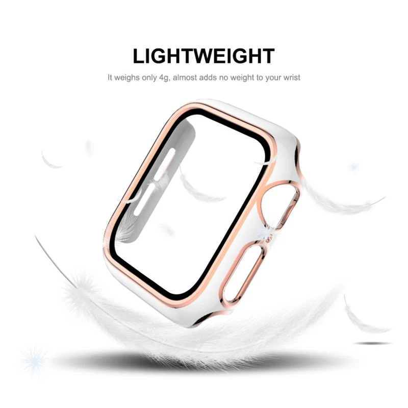 Mega Stylisch Apple Watch Series 6 44mm / Apple Watch Series 5 44mm Universell Hülle mit Displayschutz in Silikon / TPU und Gehärtetes Glas