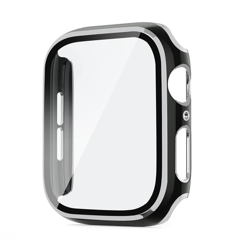 Mega Stylisch Apple Watch Series 6 44mm / Apple Watch Series 5 44mm Universell Hülle mit Displayschutz in Silikon / TPU und Gehärtetes Glas