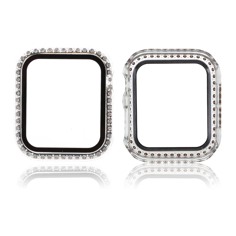 Mega Stylisch Universell Apple Hülle mit Displayschutz in Strass, Silikon / TPU und Gehärtetes Glas