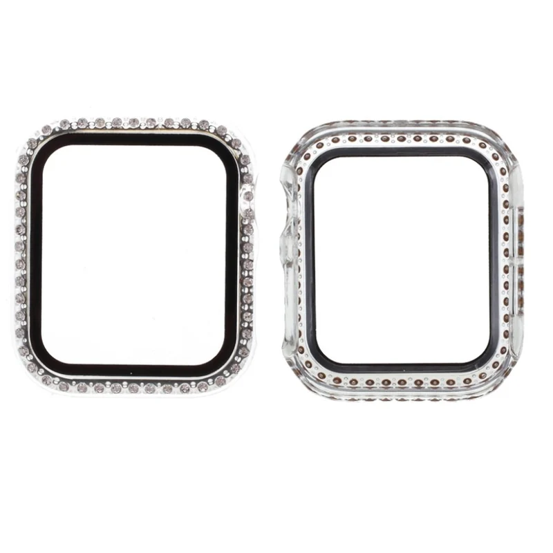 Mega Stylisch Universell Apple Hülle mit Displayschutz in Strass, Silikon / TPU und Gehärtetes Glas