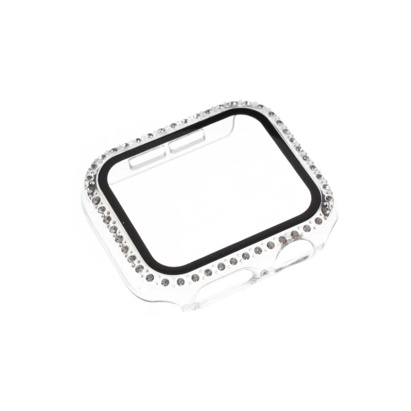 Mega Stylisch Universell Apple Hülle mit Displayschutz in Strass, Silikon / TPU und Gehärtetes Glas
