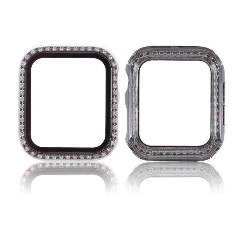 Mega Stylisch Universell Apple Hülle mit Displayschutz in Strass, Silikon / TPU und Gehärtetes Glas