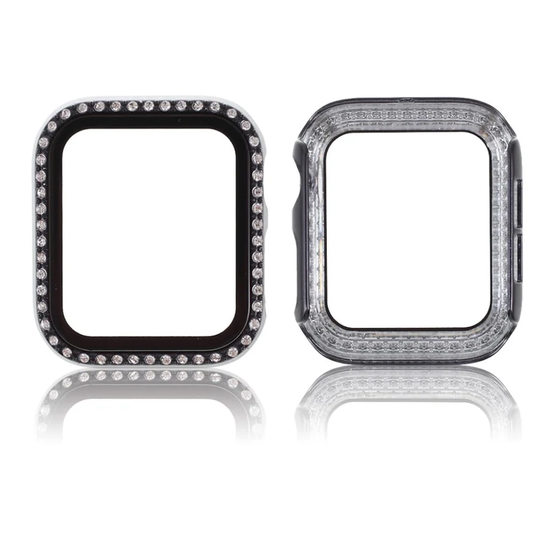 Mega Stylisch Universell Apple Hülle mit Displayschutz in Strass, Silikon / TPU und Gehärtetes Glas