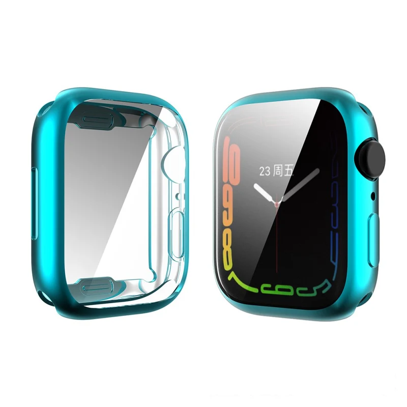 Unglaublich Schön Apple Watch Series 7 45mm Hülle mit Displayschutz in Silikon / TPU und Gehärtetes Glas