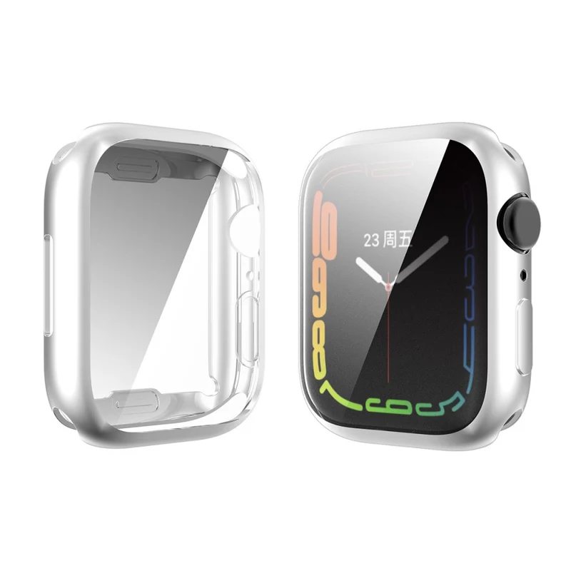 Unglaublich Schön Apple Watch Series 7 45mm Hülle mit Displayschutz in Silikon / TPU und Gehärtetes Glas