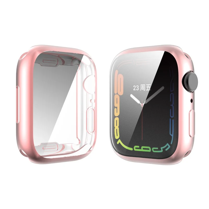 Unglaublich Schön Apple Watch Series 7 45mm Hülle mit Displayschutz in Silikon / TPU und Gehärtetes Glas