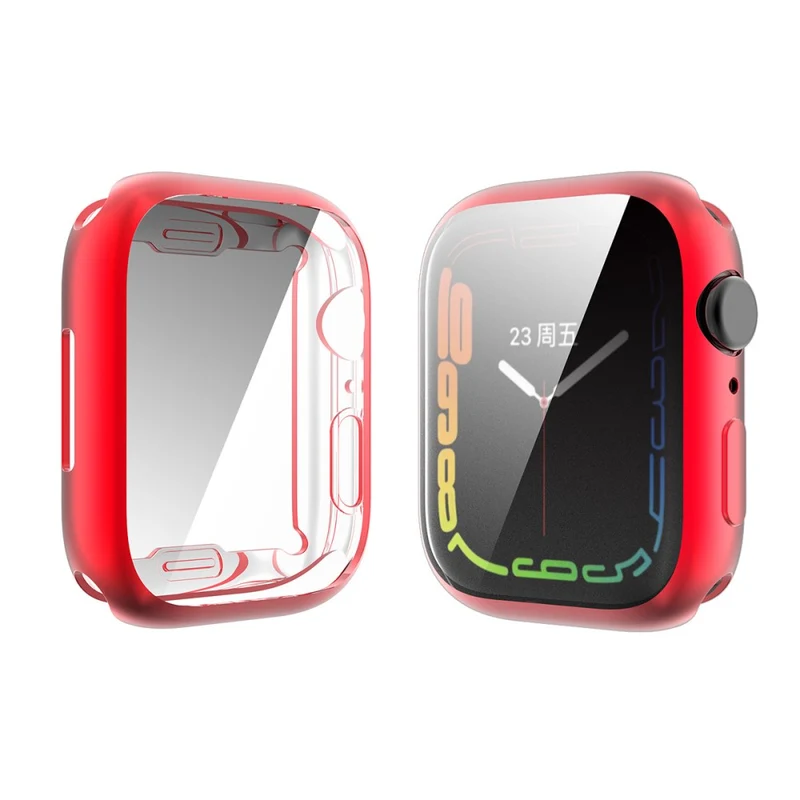 Unglaublich Schön Apple Watch Series 7 45mm Hülle mit Displayschutz in Silikon / TPU und Gehärtetes Glas