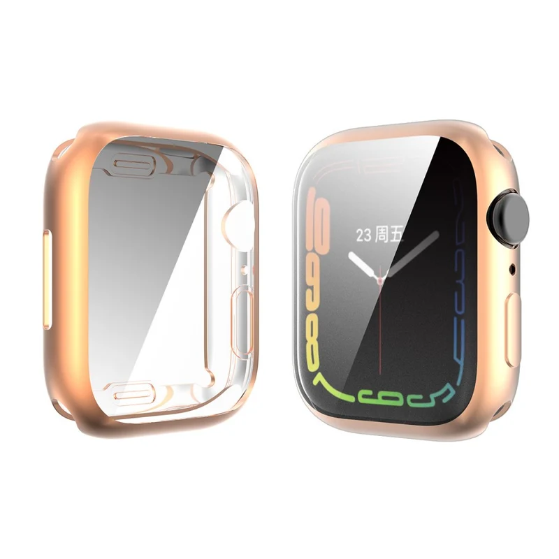 Unglaublich Schön Apple Watch Series 7 45mm Hülle mit Displayschutz in Silikon / TPU und Gehärtetes Glas