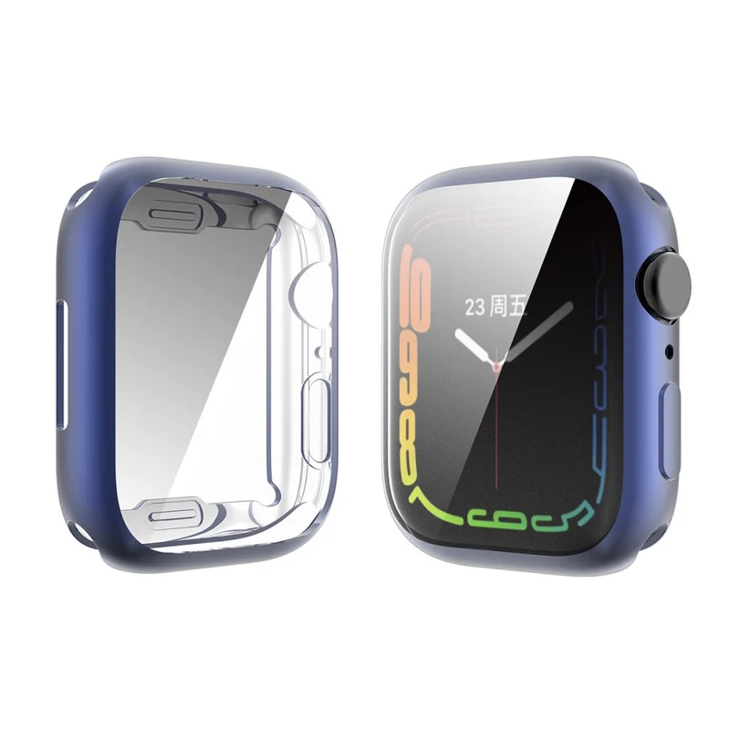 Unglaublich Schön Apple Watch Series 7 45mm Hülle mit Displayschutz in Silikon / TPU und Gehärtetes Glas