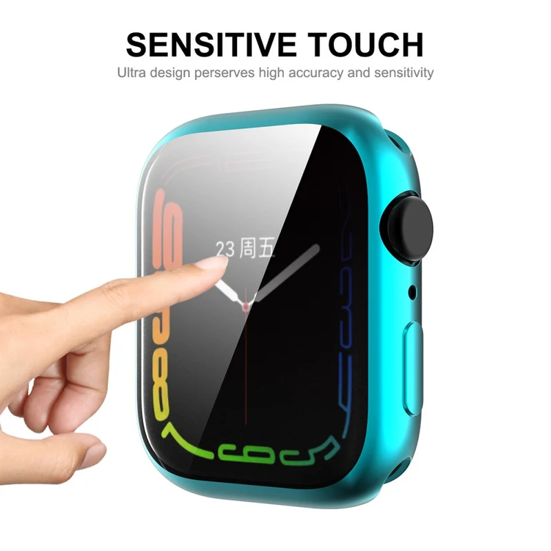 Unglaublich Schön Apple Watch Series 7 45mm Hülle mit Displayschutz in Silikon / TPU und Gehärtetes Glas