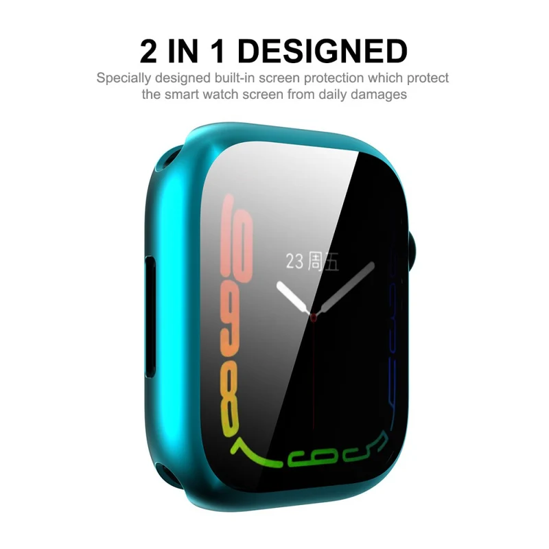 Unglaublich Schön Apple Watch Series 7 45mm Hülle mit Displayschutz in Silikon / TPU und Gehärtetes Glas