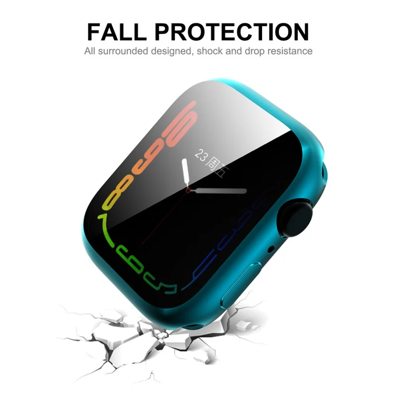 Unglaublich Schön Apple Watch Series 7 45mm Hülle mit Displayschutz in Silikon / TPU und Gehärtetes Glas