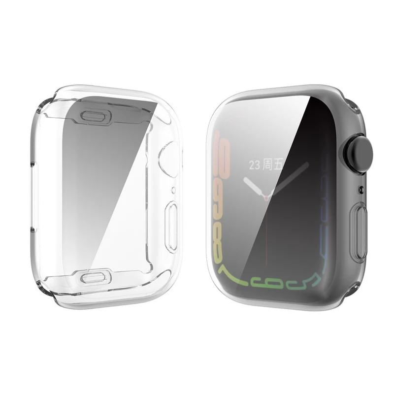 Mega Schön Apple Watch Series 7 41mm Hülle mit Displayschutz in Silikon / TPU und Gehärtetes Glas