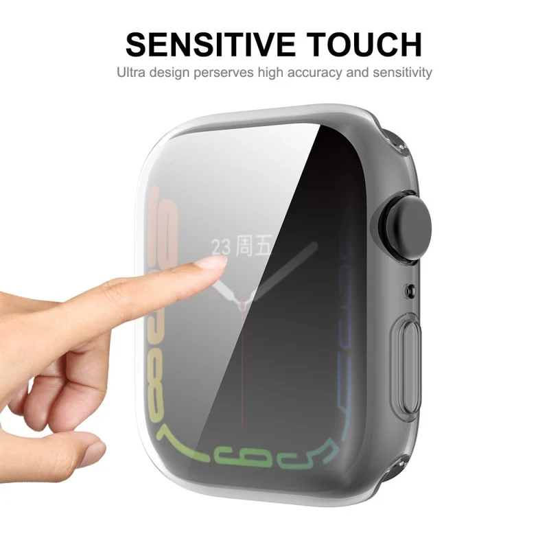 Mega Schön Apple Watch Series 7 41mm Hülle mit Displayschutz in Silikon / TPU und Gehärtetes Glas