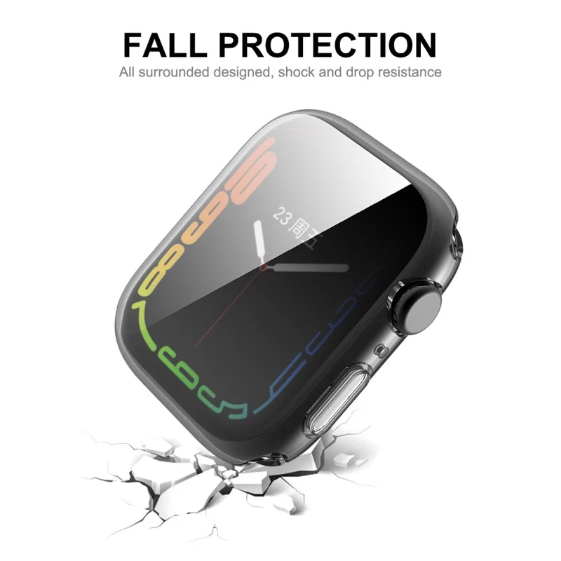 Mega Schön Apple Watch Series 7 41mm Hülle mit Displayschutz in Silikon / TPU und Gehärtetes Glas
