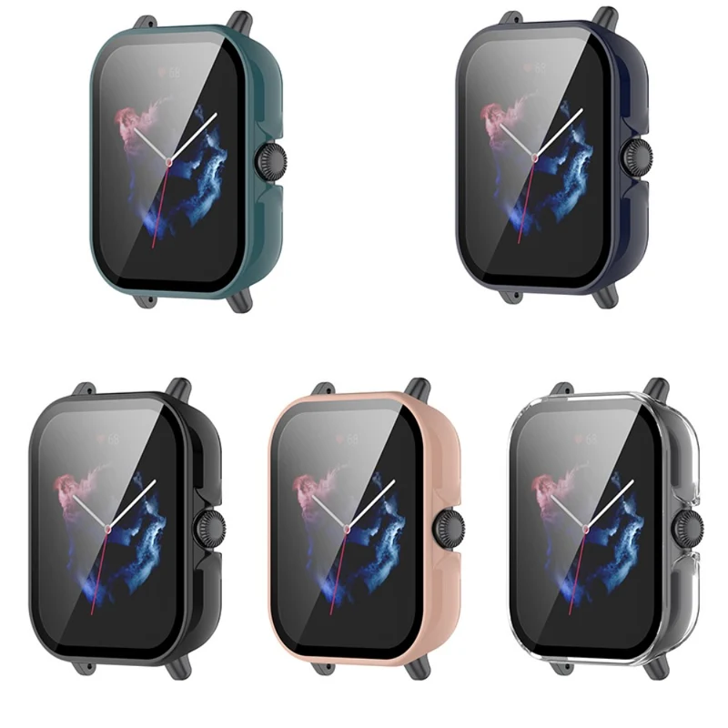 Super Stylisch Amazfit GTS 3 Hülle mit Displayschutz in Plastik und Gehärtetes Glas